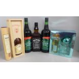 A bottle of Jack Daniels, whisky miniatures, ginger wine, Tokaji and Babycham, etc. **PLEASE NOTE