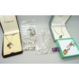 Silver jewellery - A silver faith, hope and charity necklace, a Kit Heath necklace set with an