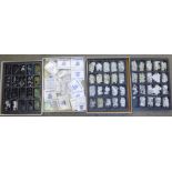 Three boxes of Langton Miniatures modelling gaming accessories, tall masted ship and diorama