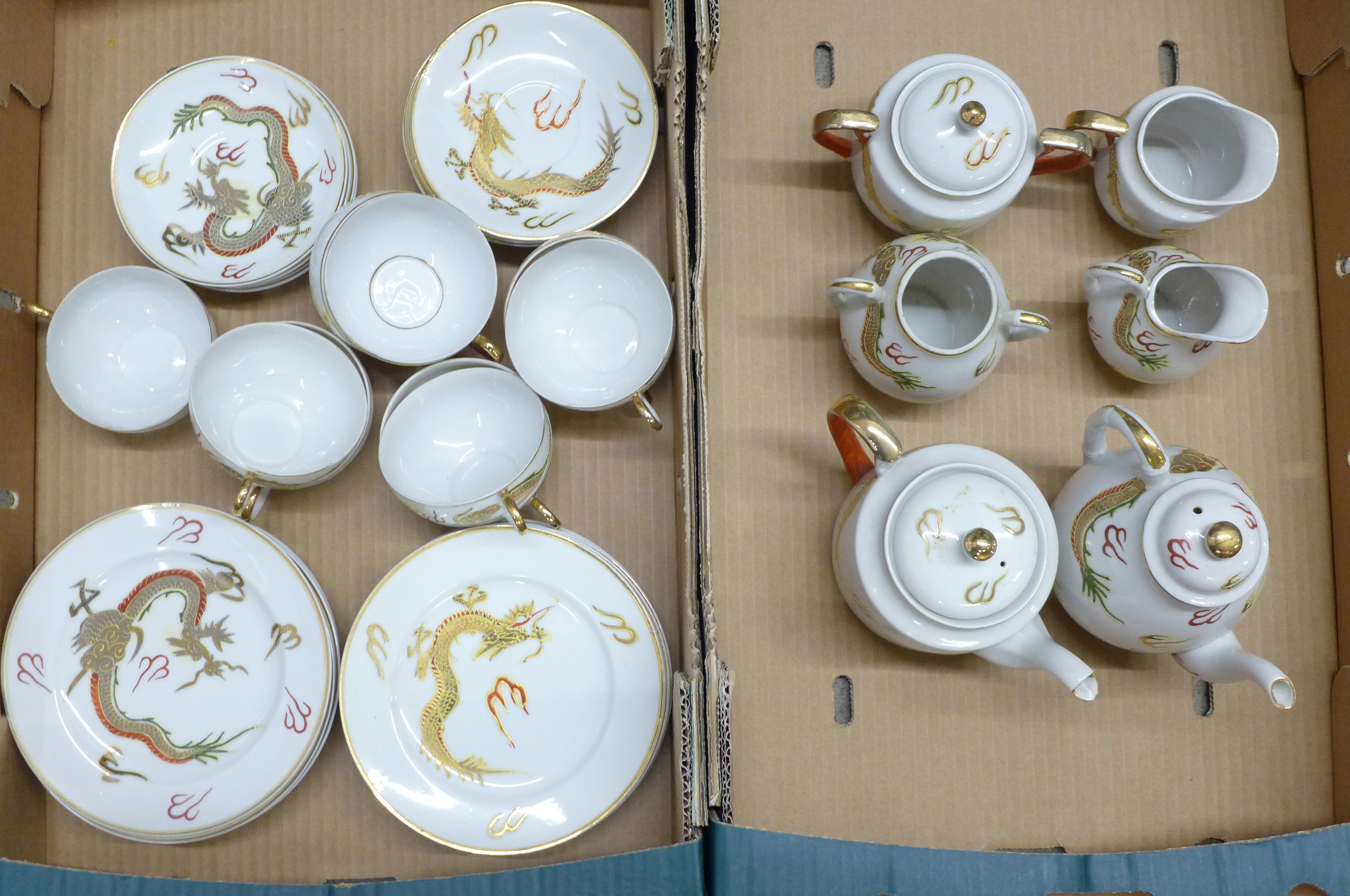 A Japanese lithophane Geisha girl tea and coffee set **PLEASE NOTE THIS LOT IS NOT ELIGIBLE FOR IN-