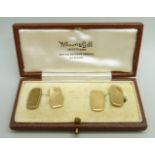 A pair of 9ct gold Art Deco cufflinks in a fitted case, 4g