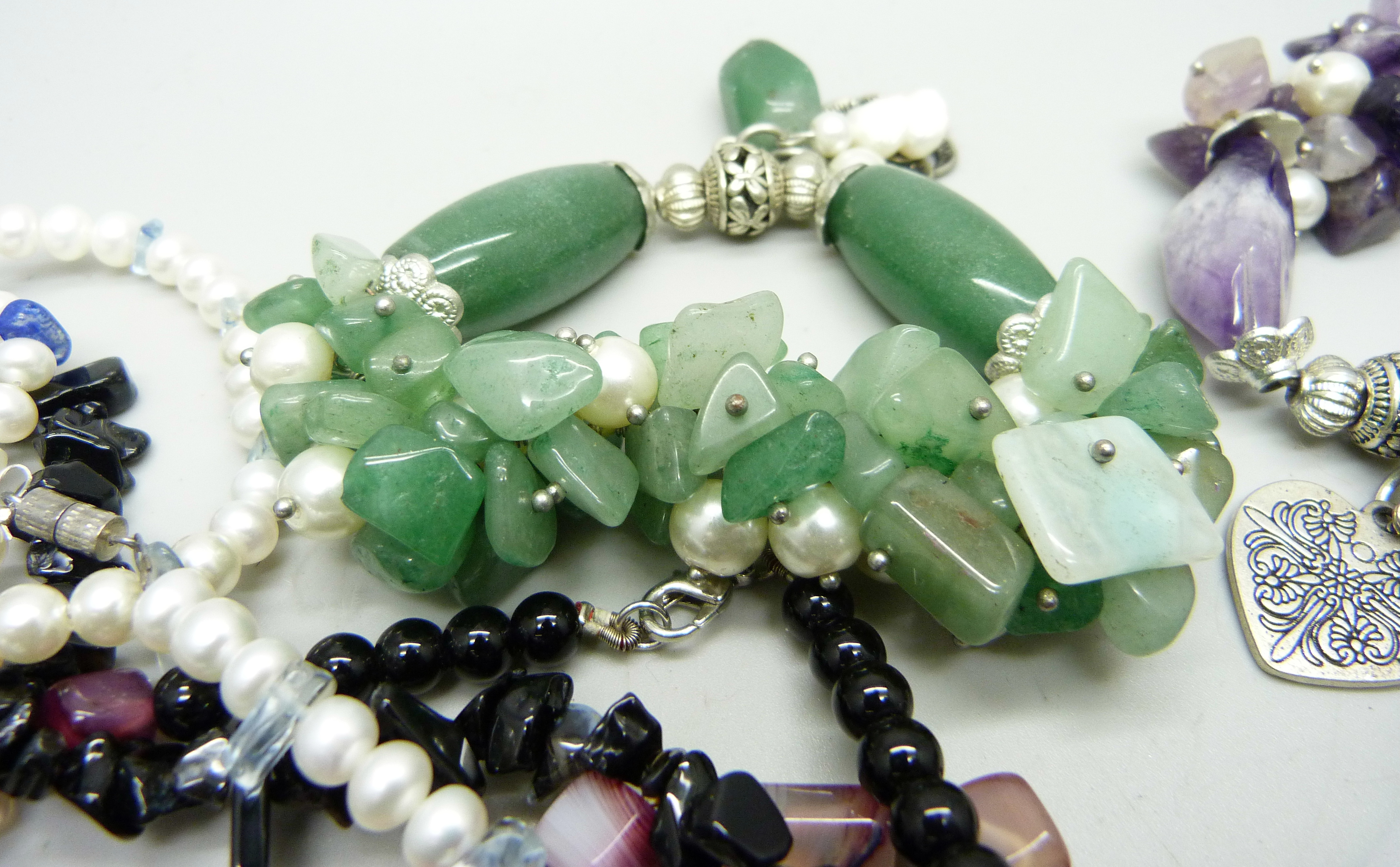 Four gemstone bracelets and five necklaces - Bild 5 aus 5