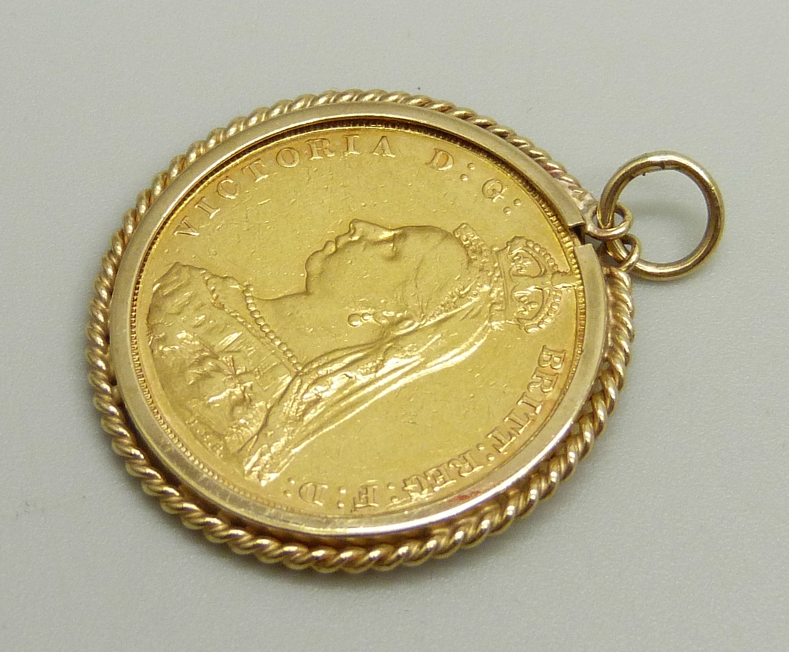 An 1887 full sovereign in a yellow metal pendant mount, 9.4g - Image 2 of 2
