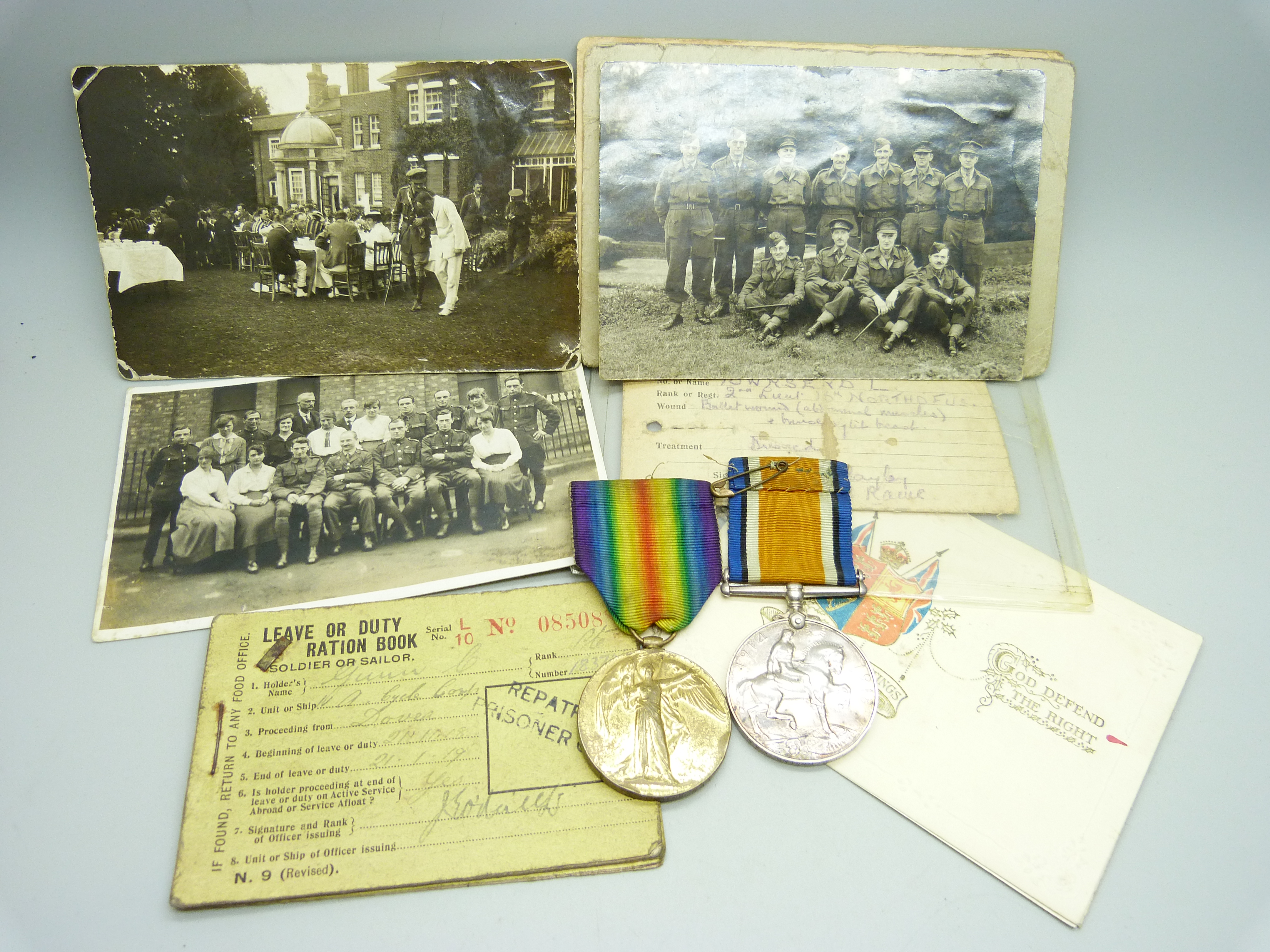 A pair of WWI medals to 2/LIEUT. L. Townsend R.A.F. and ephemera related to Private 18374 Cyril