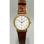 A lady's Longines quartz wristwatch on a Cobra leather strap, 25mm including crown