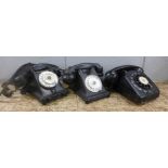 Three Bakelite telephones including a French example