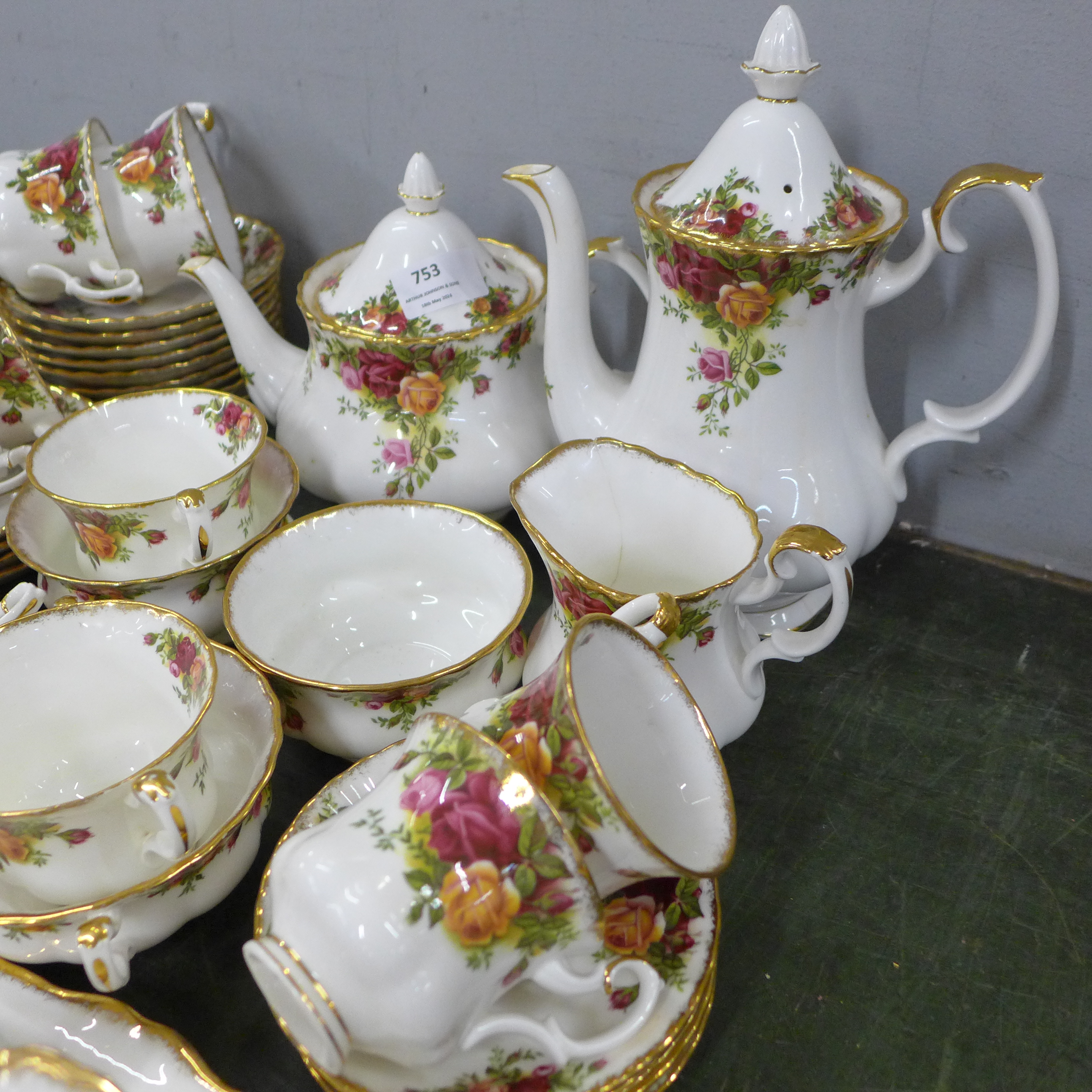 A collection of Royal Albert Old Country Roses tea and coffee wares (coffee pot and milk jug a/ - Image 3 of 11