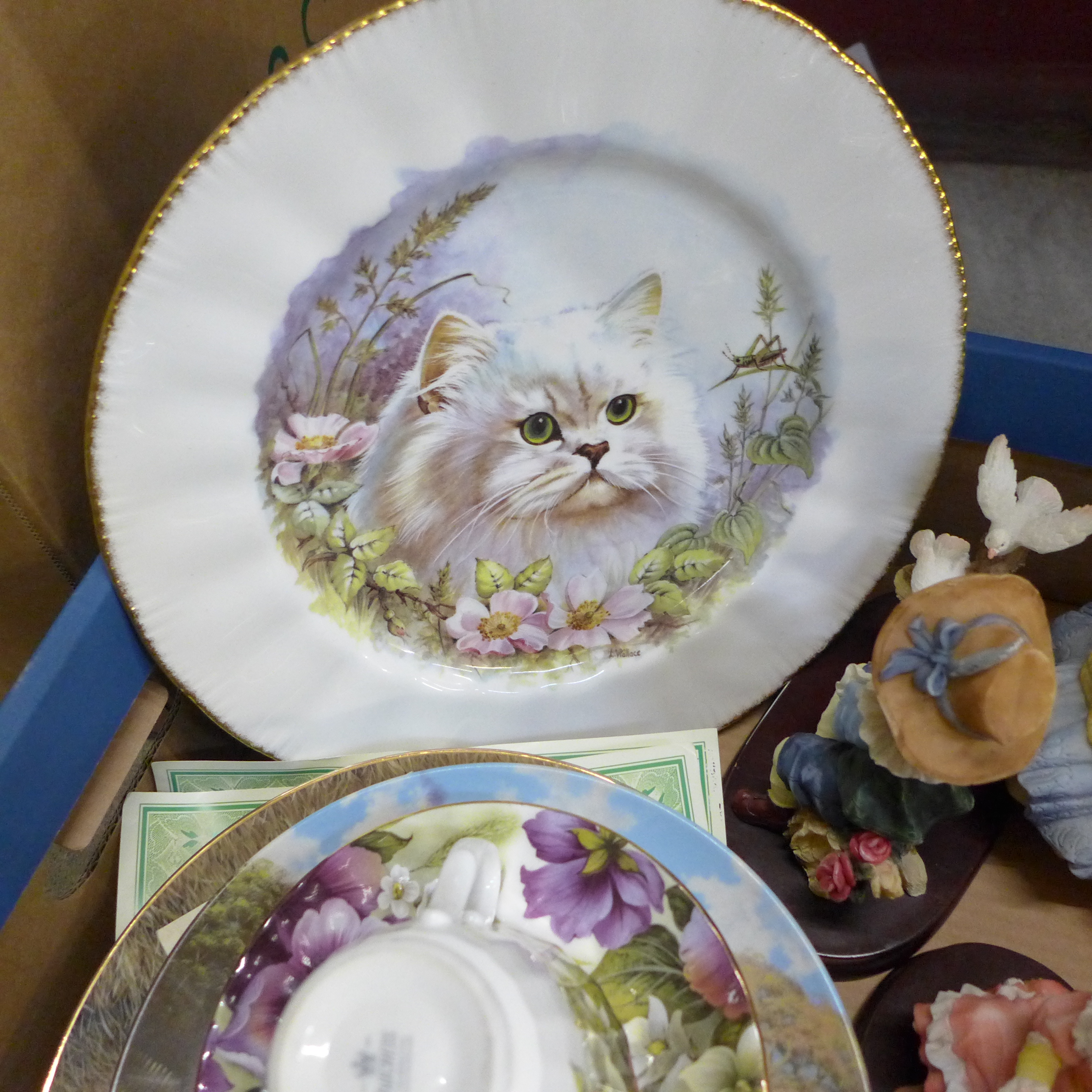 Two Coalport figures, four resin figures, collectors plates and four items of Mason's Mandalay - - Image 2 of 6