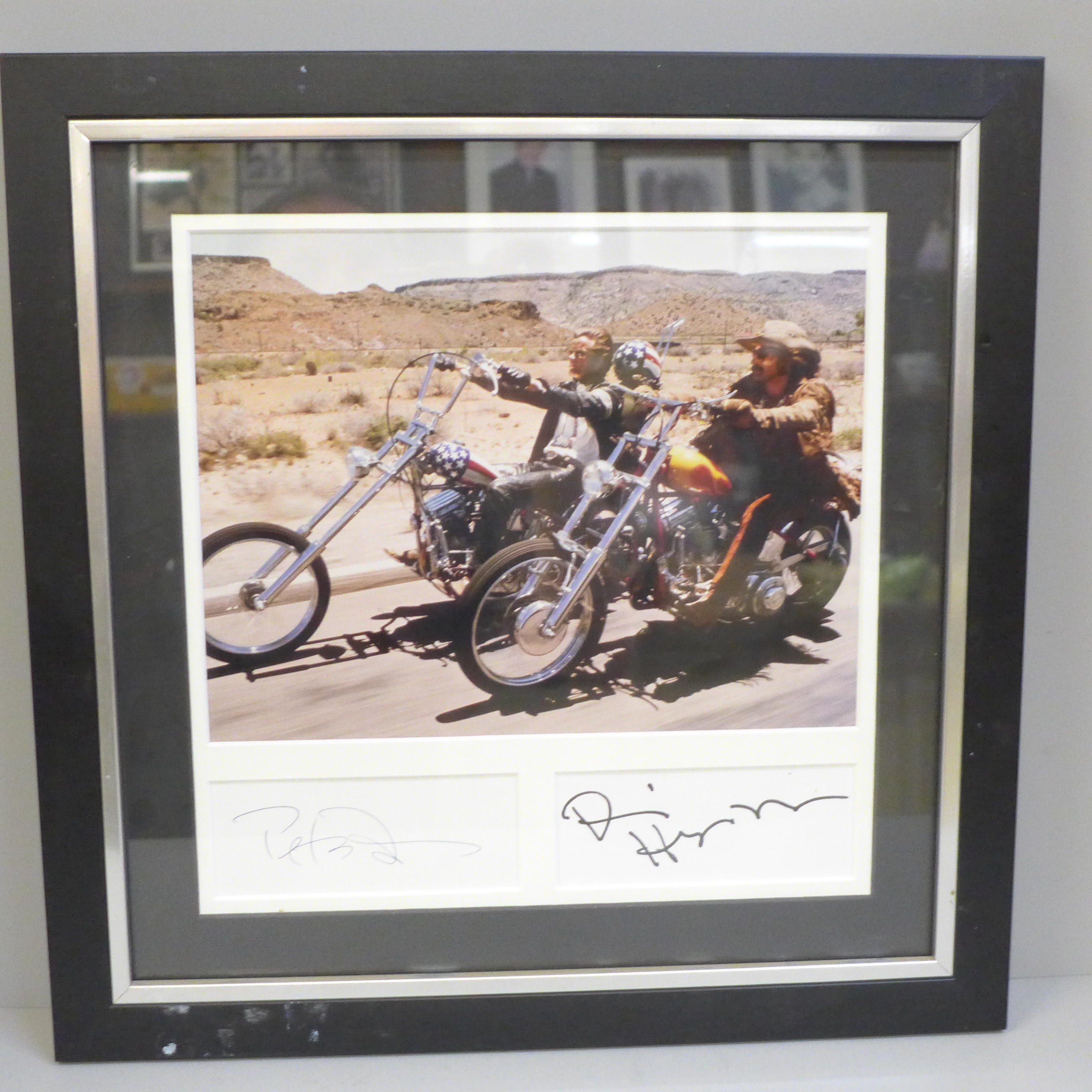 A Peter Fonda and Dennis Hopper, Easy Rider, autographs and photograph display with Rutland