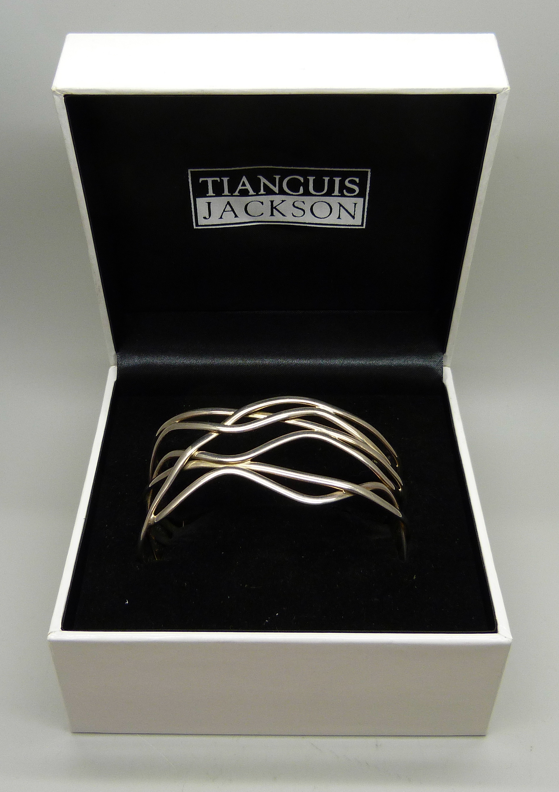 A Tianguis Jackson designer silver bangle, boxed, 36g - Image 3 of 3