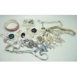 A collection of paste set costume jewellery