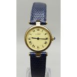 A lady's Must de Cartier silver gilt wristwatch, 27mm including crown