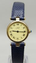 A lady's Must de Cartier silver gilt wristwatch, 27mm including crown