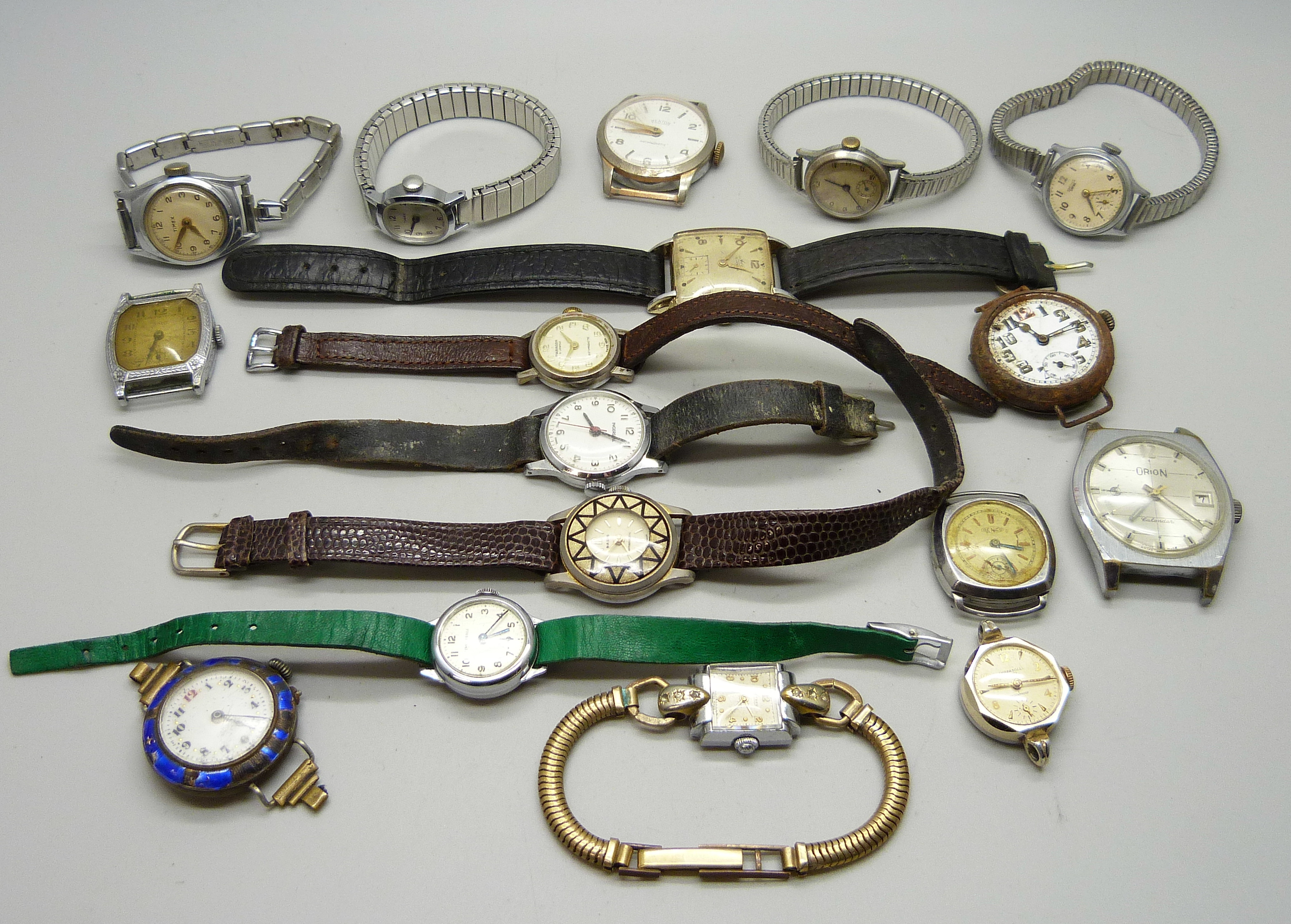 A collection of lady's and gentleman's mechanical wristwatches