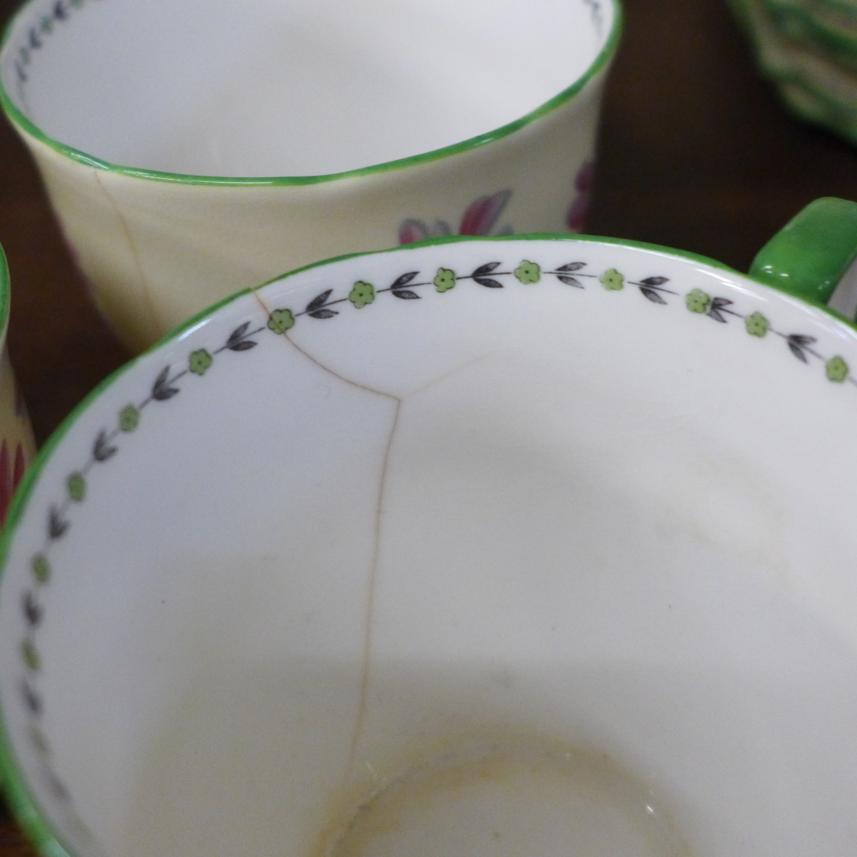 An Aynsley hand painted floral part tea set, four cups a/f and Jeff Banks Porto of Call jug and pair - Image 6 of 6