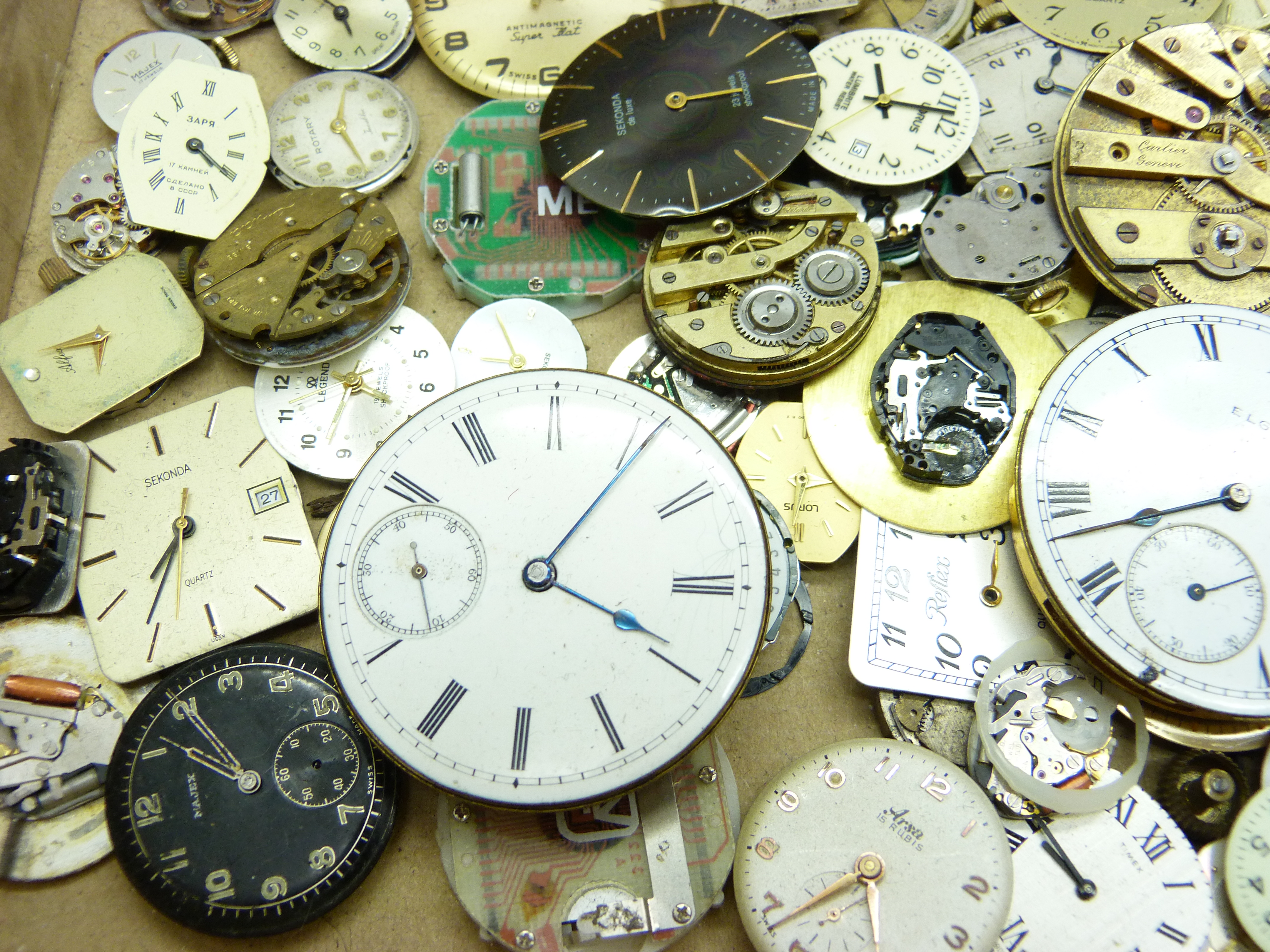 Assorted pocket watch and wristwatch movements including a pocket watch movement signed Cartier, a/f - Bild 4 aus 5