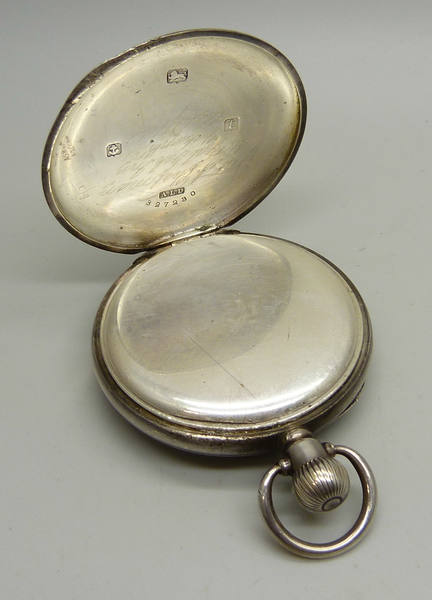 A silver cased pocket watch, Birmingham, 1918 - Image 3 of 3