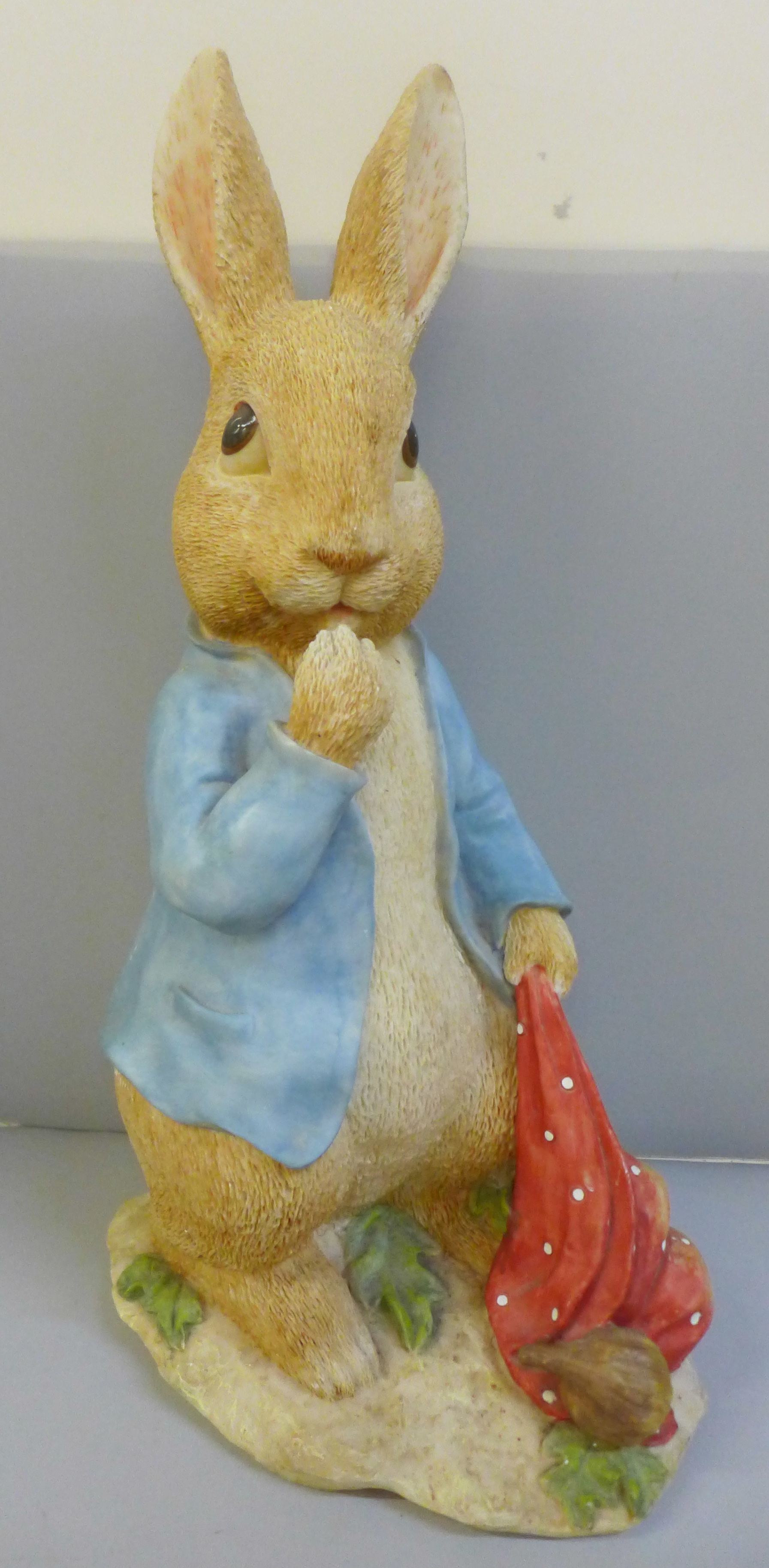 A large model of Peter Rabbit, a collection of glass vases, brass jars, assorted figures including - Image 2 of 7