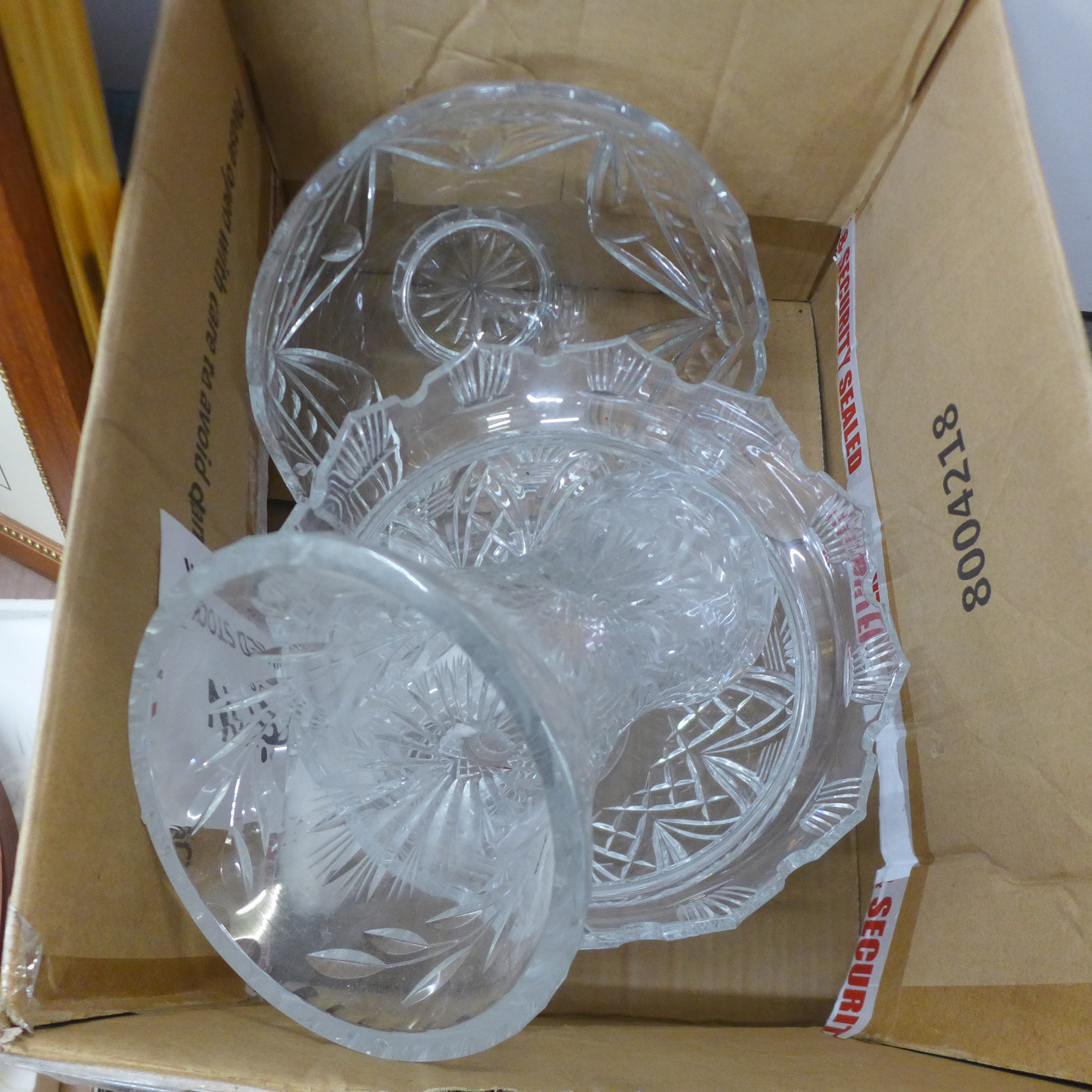 Five boxes of mixed decorative china, model of HMS Victory, Lord of the Rings charger, crystal, - Image 6 of 6