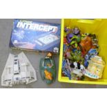 Star Wars toys, an electronic Intercept Search and Destroy game and other toy figures