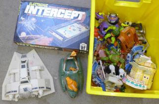 Star Wars toys, an electronic Intercept Search and Destroy game and other toy figures