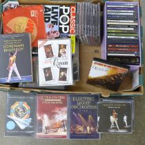 ELO CDs, mixed LP records including Bryan Ferry, Dire Straits, UB40, Moody Blues, Queen, plus