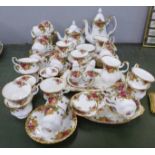 A collection of Royal Albert Old Country Roses tea and coffee wares (coffee pot and milk jug a/