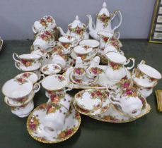 A collection of Royal Albert Old Country Roses tea and coffee wares (coffee pot and milk jug a/