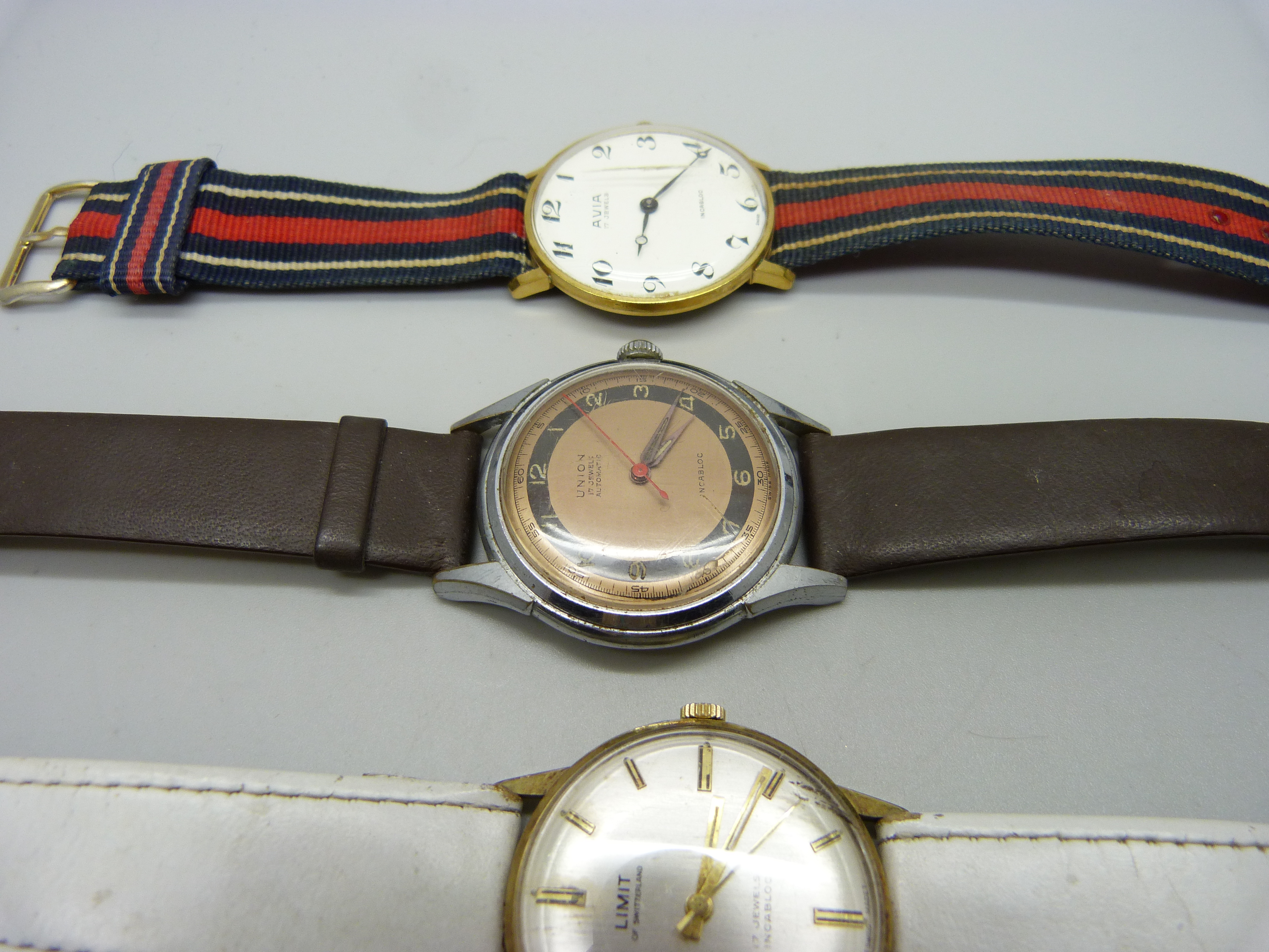 Three gentleman's mechanical wristwatches, Union automatic, Avia and Limit - Image 3 of 5