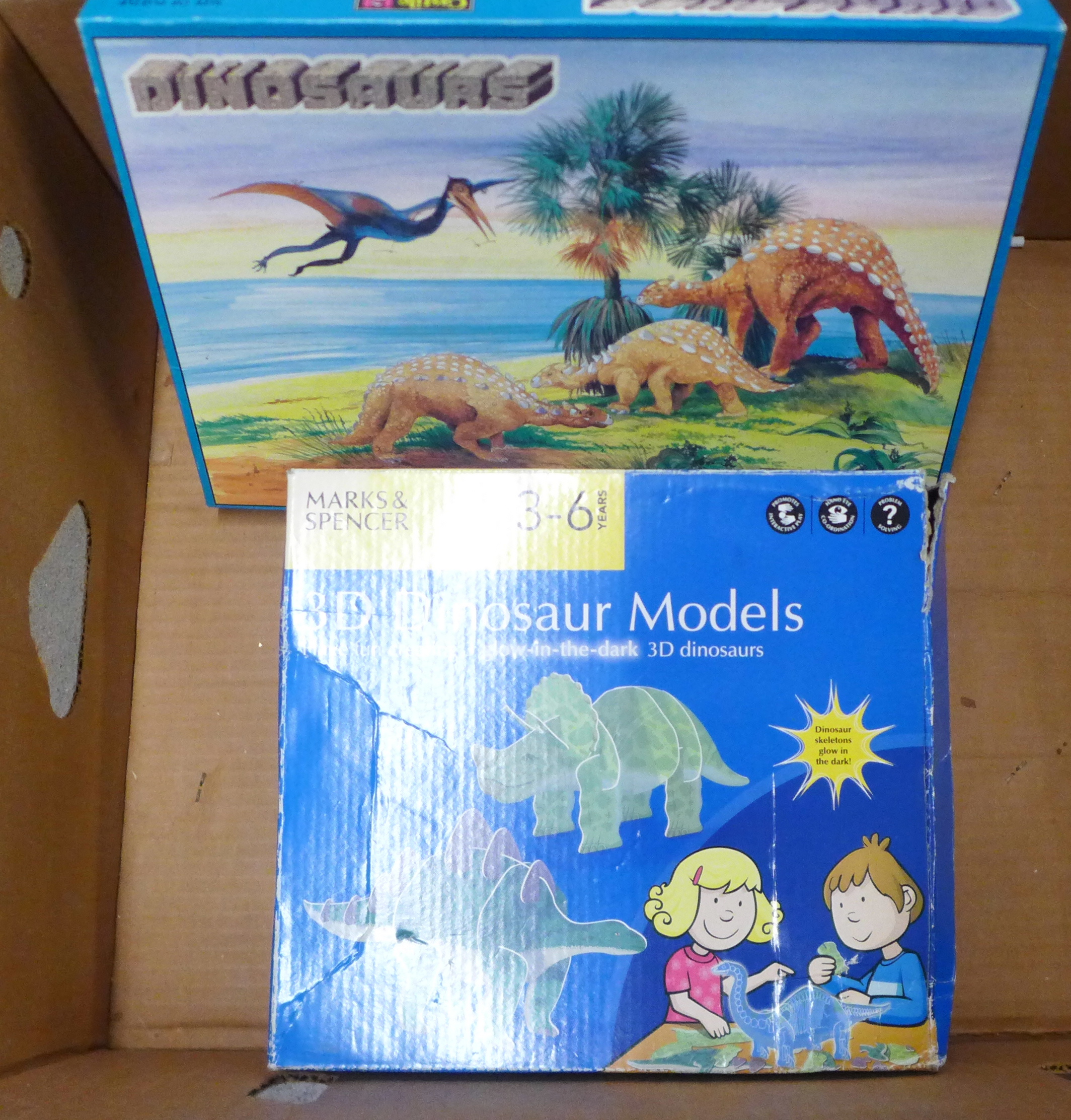 A box of PC gaming magazines and two boxes of dinosaur figures **PLEASE NOTE THIS LOT IS NOT - Image 2 of 6