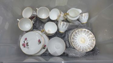 An Old Foley six setting tea set, a Lubern bone china and 22ct gold tea set comprising six cups