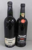 Two bottles of vintage Port, Cockburn's 1960 and Taylor's 1981 **PLEASE NOTE THIS LOT IS NOT
