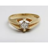 A 9ct gold and diamond solitaire ring, 3.6g, R