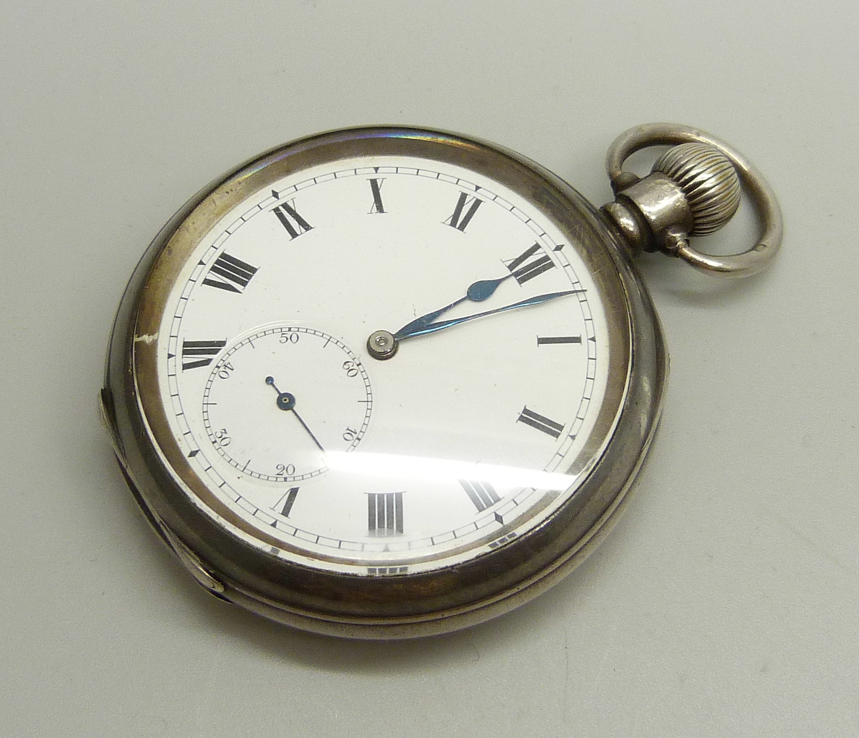 A silver cased pocket watch, Birmingham, 1918