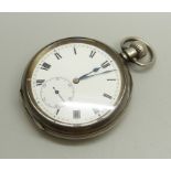 A silver cased pocket watch, Birmingham, 1918