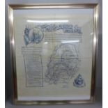 A silk handkerchief from the Boer War, framed