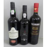 Three bottles of Port including Graham's and Cockburn's **PLEASE NOTE THIS LOT IS NOT ELIGIBLE FOR