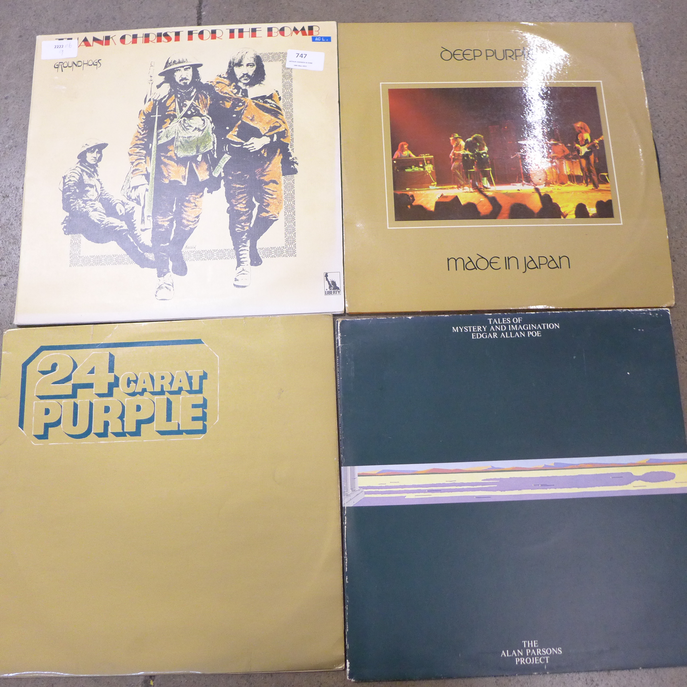 Four LP records; Groundhogs, two Deep Purple and Alan Parsons Project