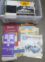 Car brochures, booklets and stickers, 1960s and 1970s