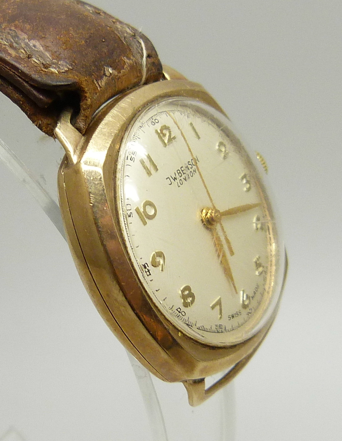 A J.W. Benson gentleman's 9ct gold cased wristwatch with original purchase receipt dated 1961 and - Bild 3 aus 7