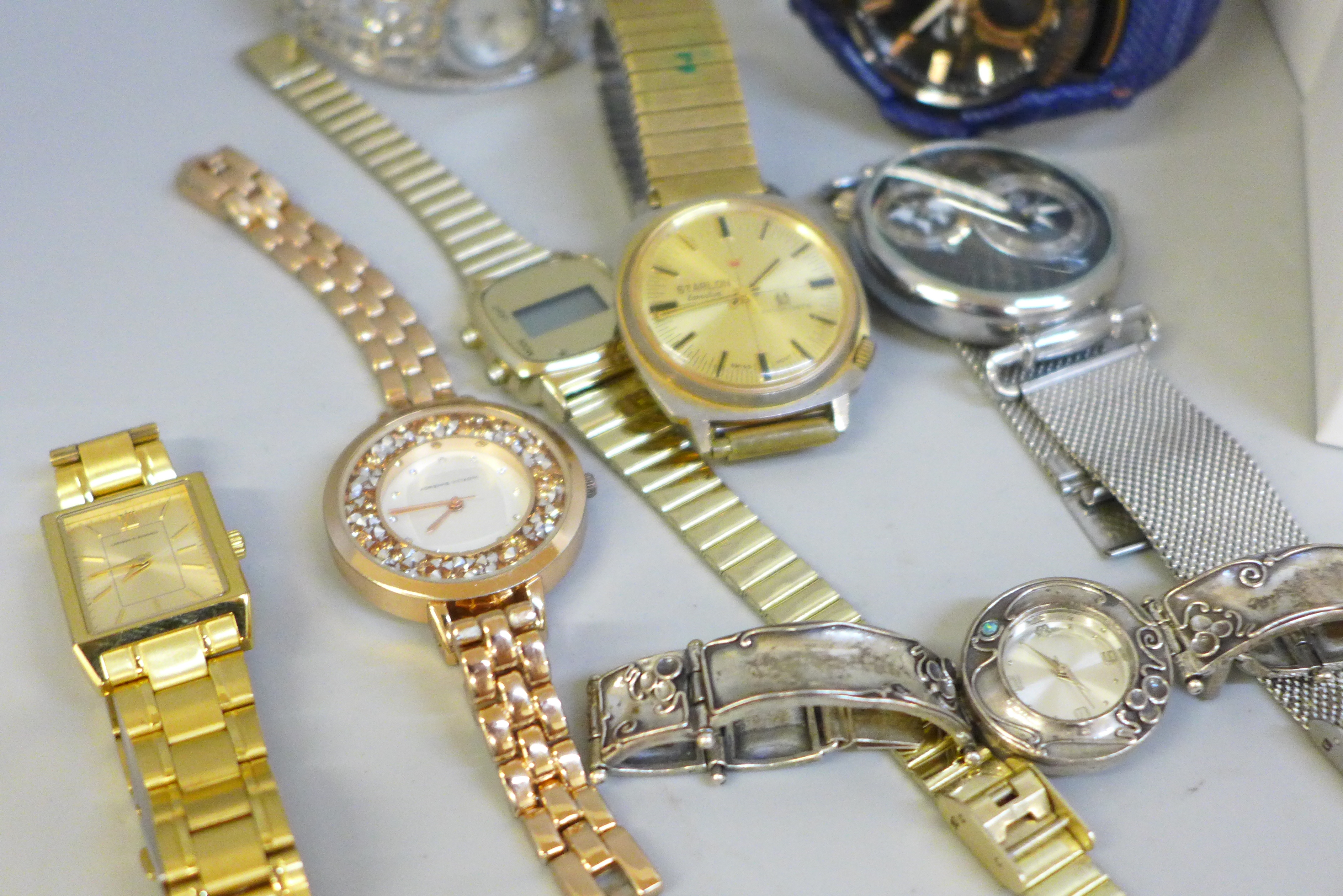 Lady's and gentleman's wristwatches including one with silver bangle strap and a boxed Smart watch - Image 2 of 2