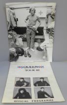 A Queen Tour 82 official programme and a James Hunt News of The World black and white press