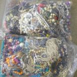 Two bags of costume jewellery