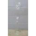 A tall glass vase, 80cm **PLEASE NOTE THIS LOT IS NOT ELIGIBLE FOR IN-HOUSE POSTING AND PACKING**