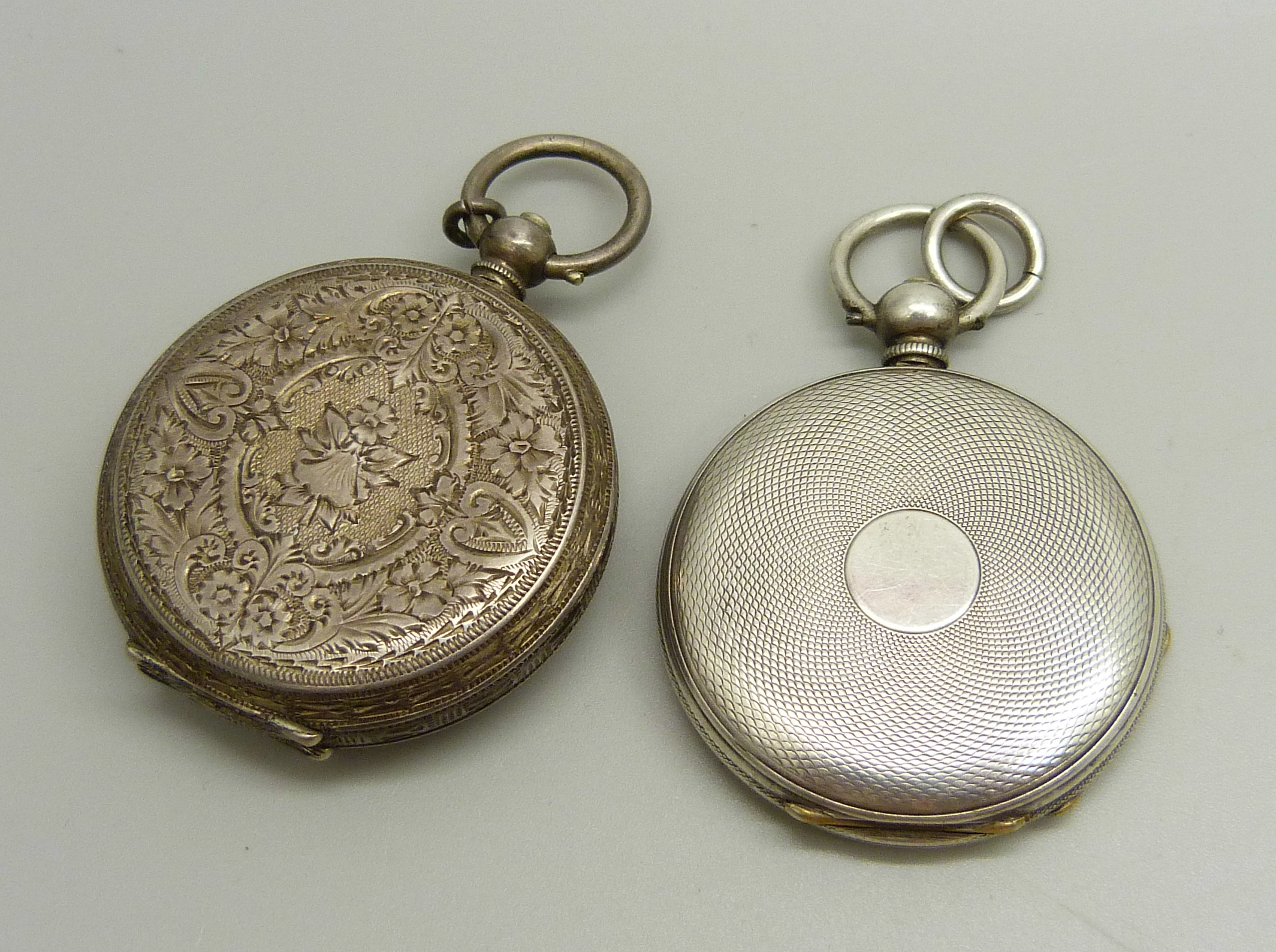 A .935 silver cased H. Samuel fob watch and a white metal cased fob watch (lacking glass and hand - Image 2 of 3