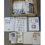 Stamps; a box of stamps, covers, etc., loose and in albums