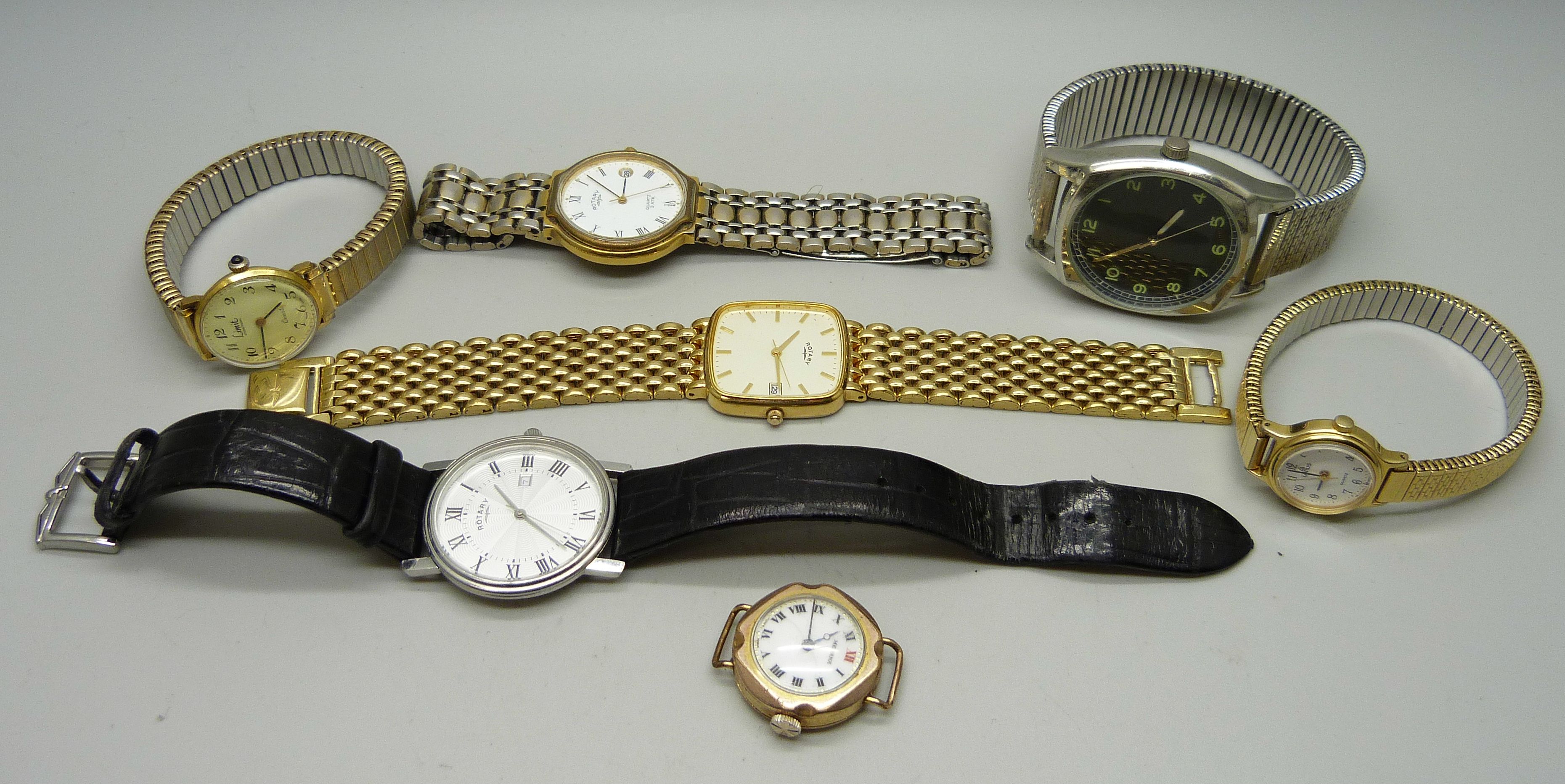 A collection of lady's and gentleman's wristwatches including Limit and Rotary