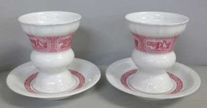 A Heinrich Germany pair of ice cream holders and stands, boxed