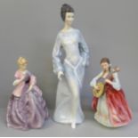A large Royal Doulton figure Boudoir, HN2542, one other, First Dance modelled by F.G. Doughty,