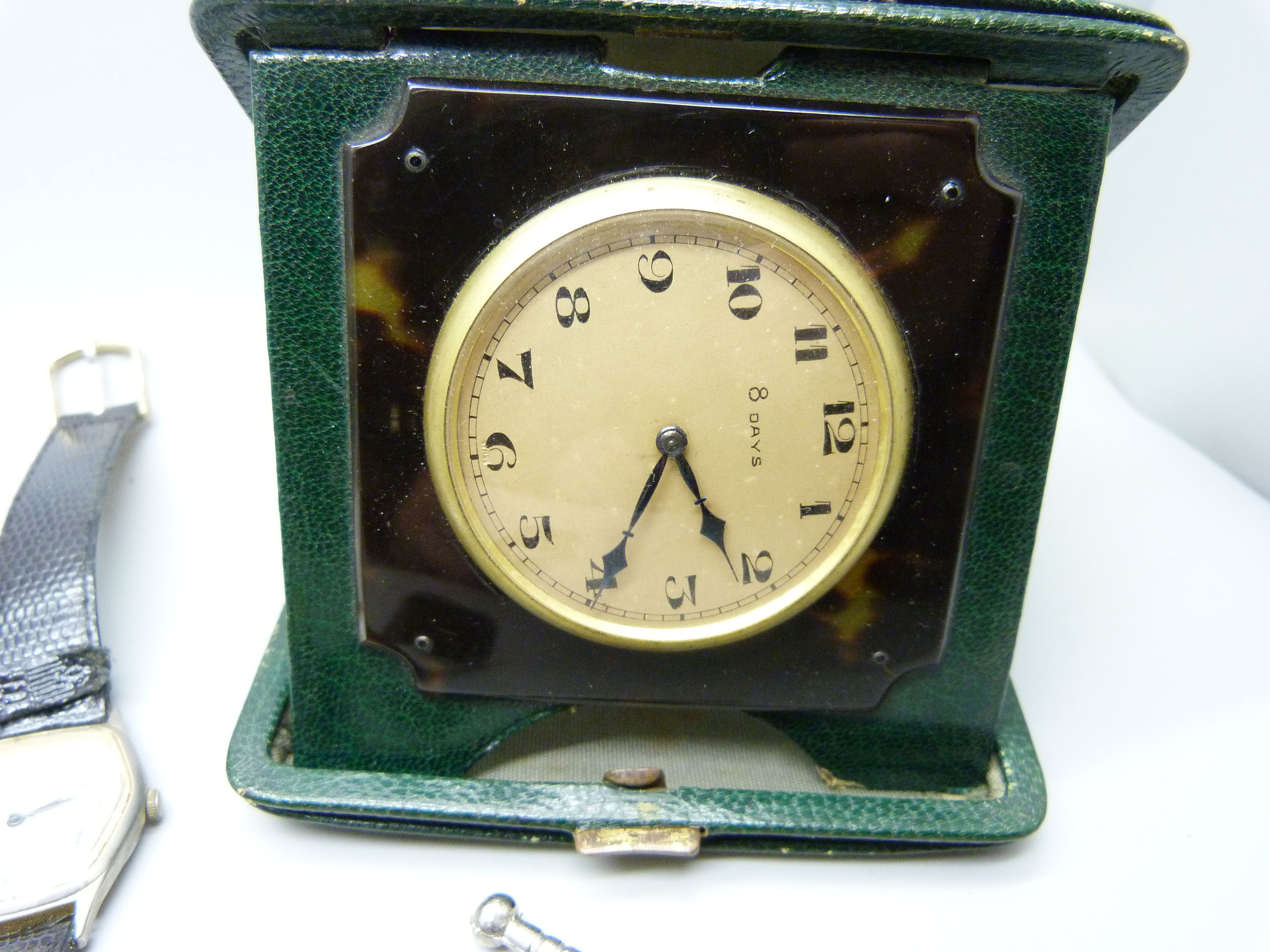 An 8 day travel clock, wristwatches, lighters and a Masonic medal, inscribed 'Presented to the lodge - Image 2 of 5